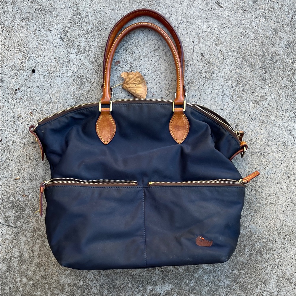 Dooney & Bourke Navy and Tan Shoulder Bag